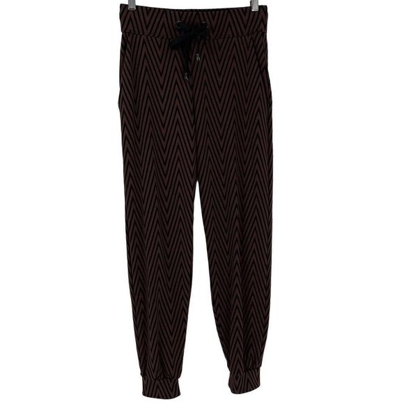 NOLI Vienna Jacquard Jogger Pants Drawstring Pockets Women Small Brown Black - Picture 4 of 11